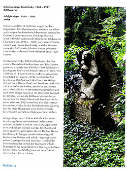 Abbildung: Fotografie des Grabes der Bildhauerin Johanna Meyer-Koschinsky und ihres Ehemanns, des Malers Adolph Meyer, das von einem Engel aus Stein geziert wird