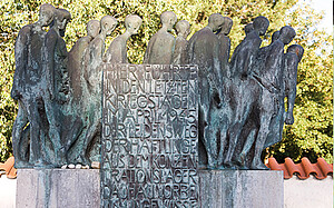 Bildinhalt: Pilgrim-Mahnmal Todesmarsch am Friedhof Gauting